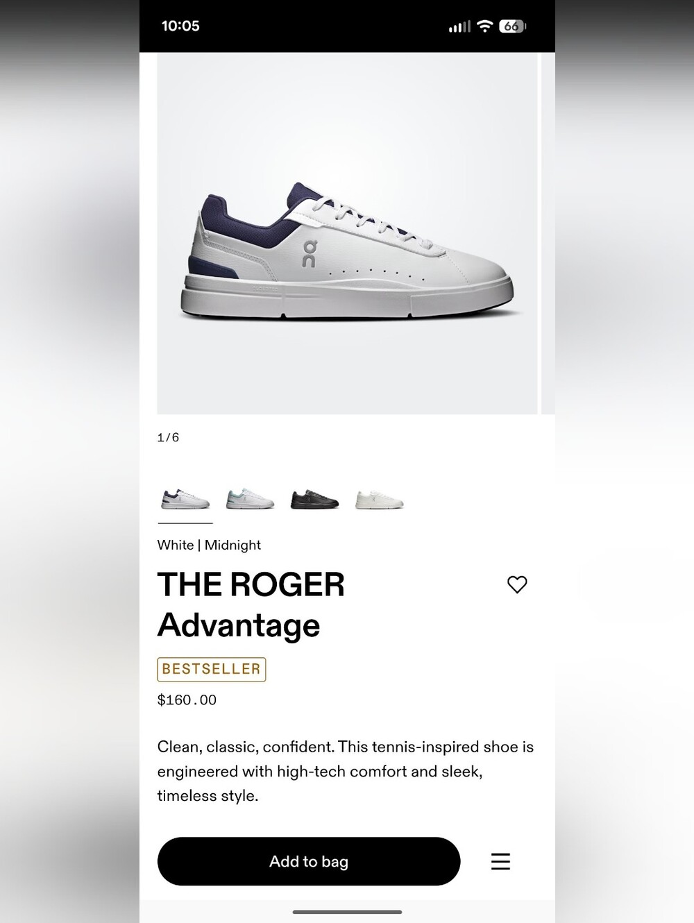 On Running The Roger Advantage Size 11 White/Grey